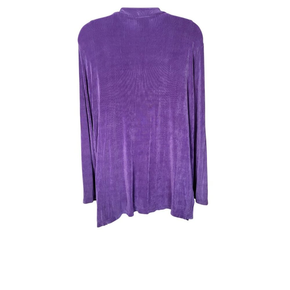 Citiknits 2 Pc Cardigan Sweater Tank Womens M Slinky Knit Open Front Purple - Picture 5 of 14